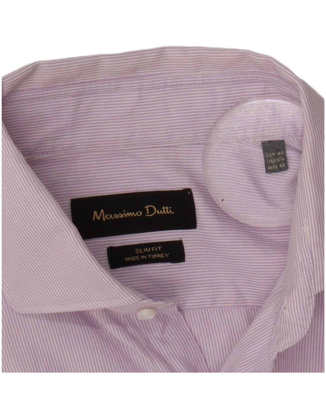 MASSIMO DUTTI Mens Slim Fit Shirt Size 40 15 1/2 Medium Pink Pinstripe