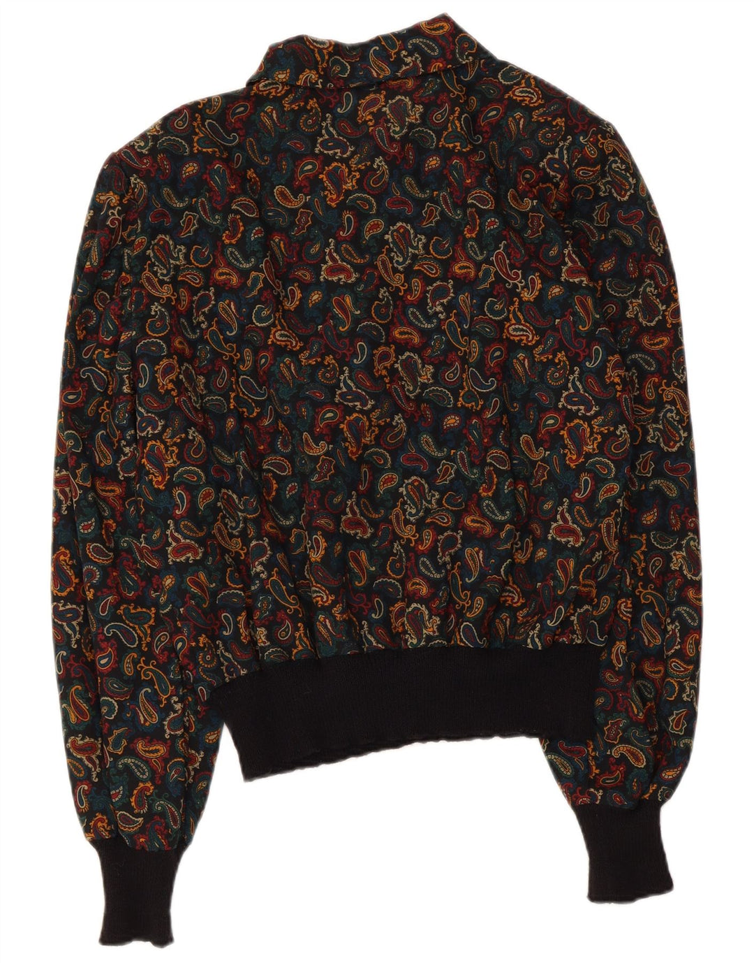 Vintage Dame Langærmet Bluse Top UK 14 Stor Flerfarvet Paisley