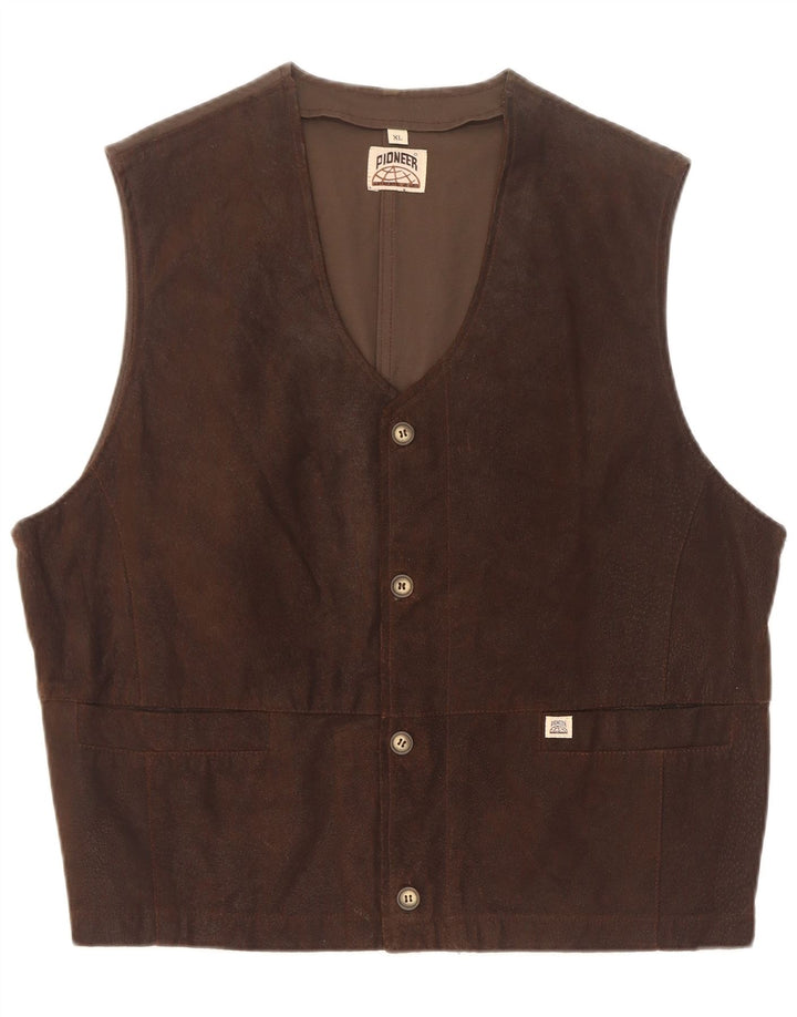 Pioneer herre ruskind vest XL brunt læder