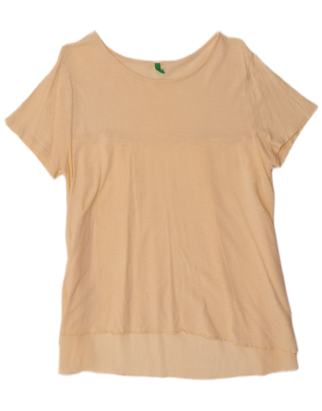 BENETTON Dame T-Shirt Top UK 16 Stor Beige