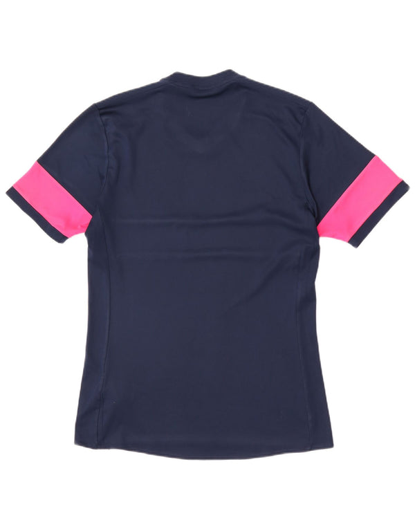 Adidas Dame Climalite T-Shirt Top UK 12 Medium Navy Blue Colourblock