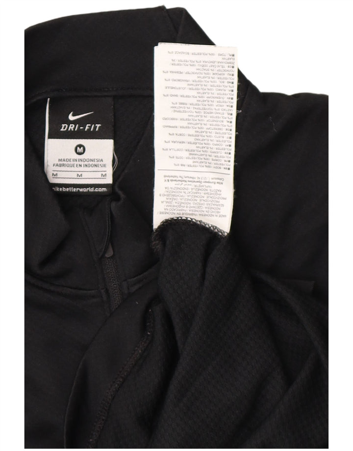 Nike Pullover med lynlås til mænd, træningsdragt Top Medium Sort Polyester Sports