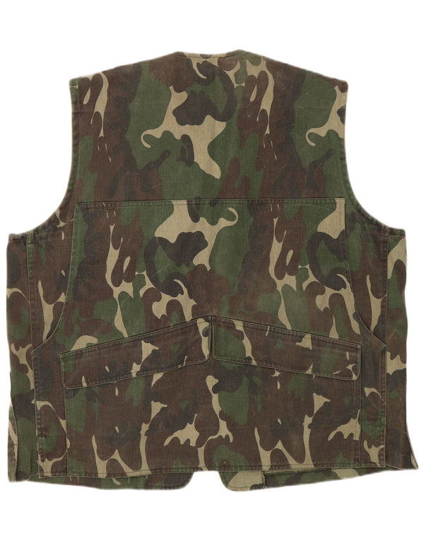 Vintage Mens Utility Gilet UK 40 Large Green Camouflage Polyester