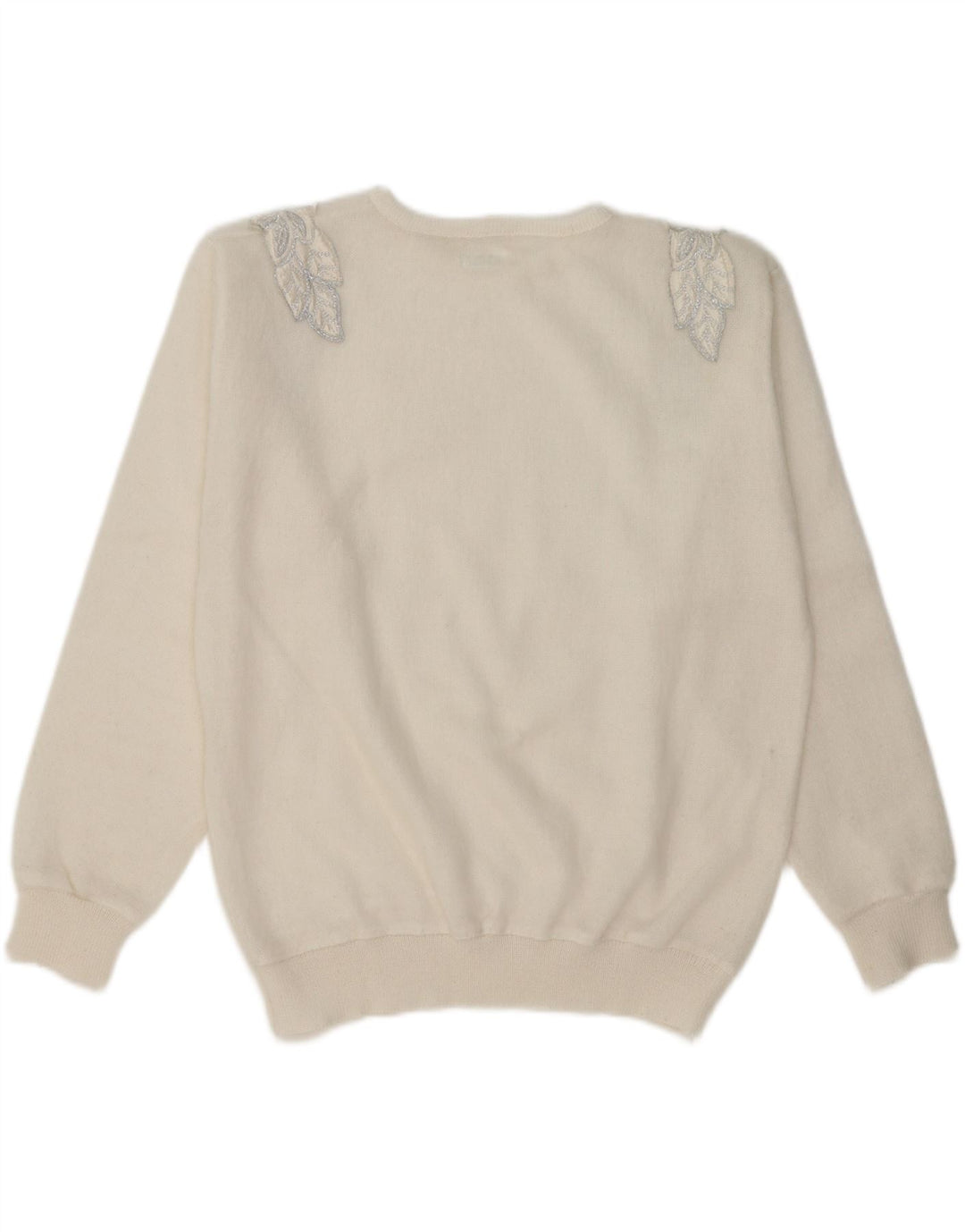 VINTAGE Womens Oversized Crew Neck Jumper Sweater UK 16 Large White Vintage Vintage and Second-Hand Vintage from Messina Hembry 