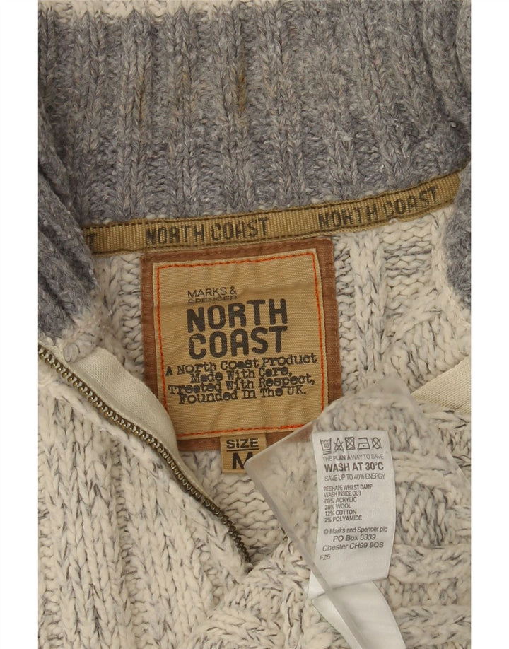 Marks & Spencer Herre sweater med lynlåshals mellemgrå flækket akryl