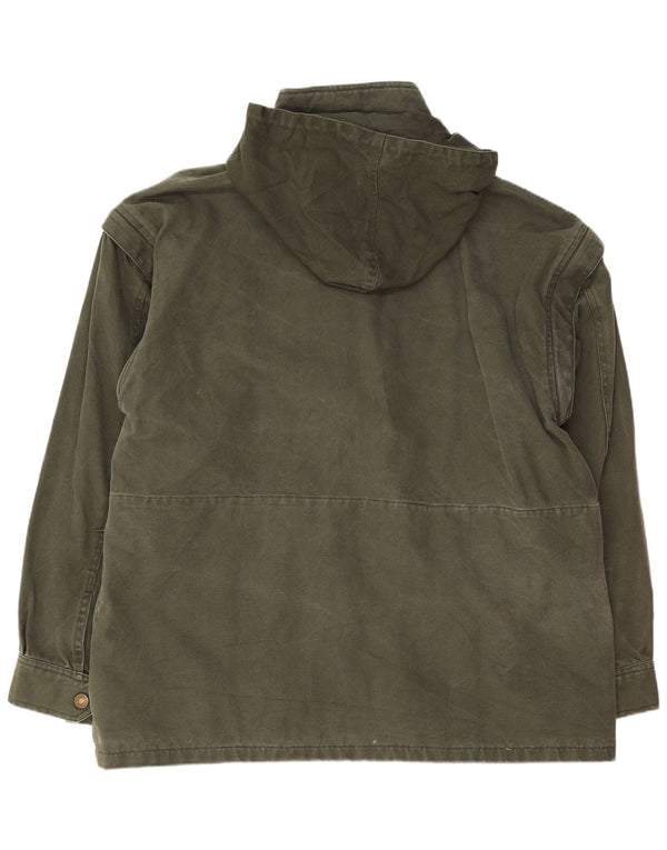 Vintage jakke med hætte til mænd EU 50 Stor grøn bomuld