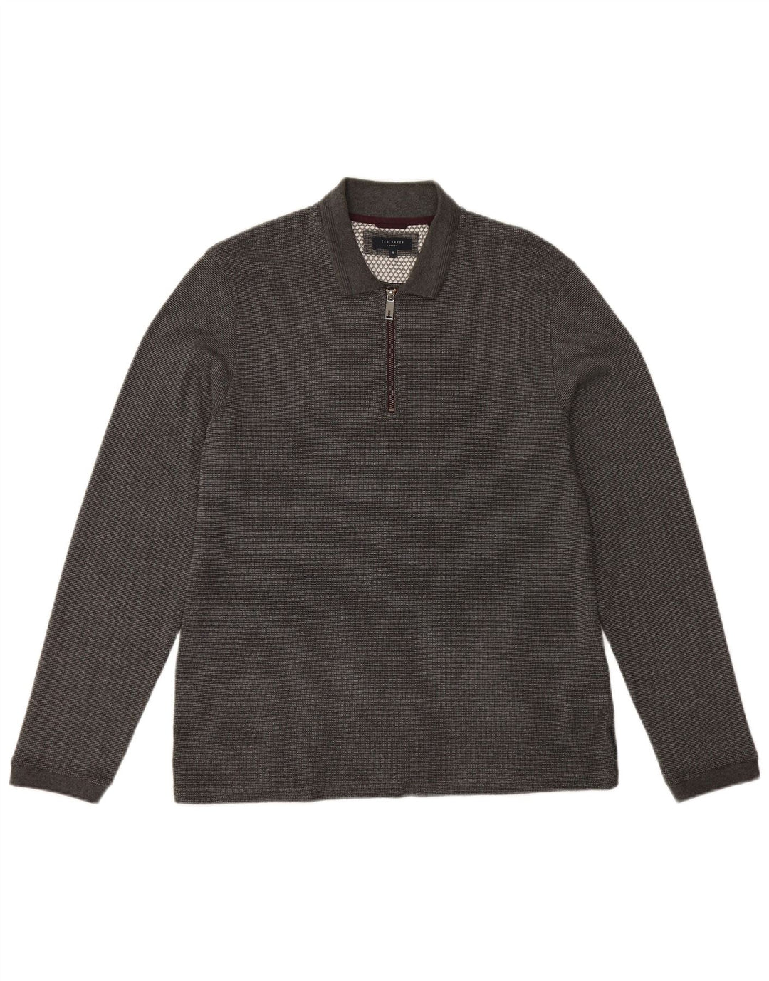 TED BAKER Herre London langærmet poloskjorte str. 5 XL Grå bomuld