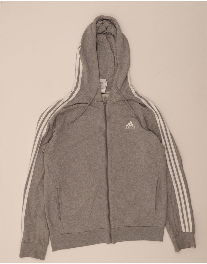 Adidas Herre Regular Fit Hættetrøje med lynlås mellemgrå bomuld