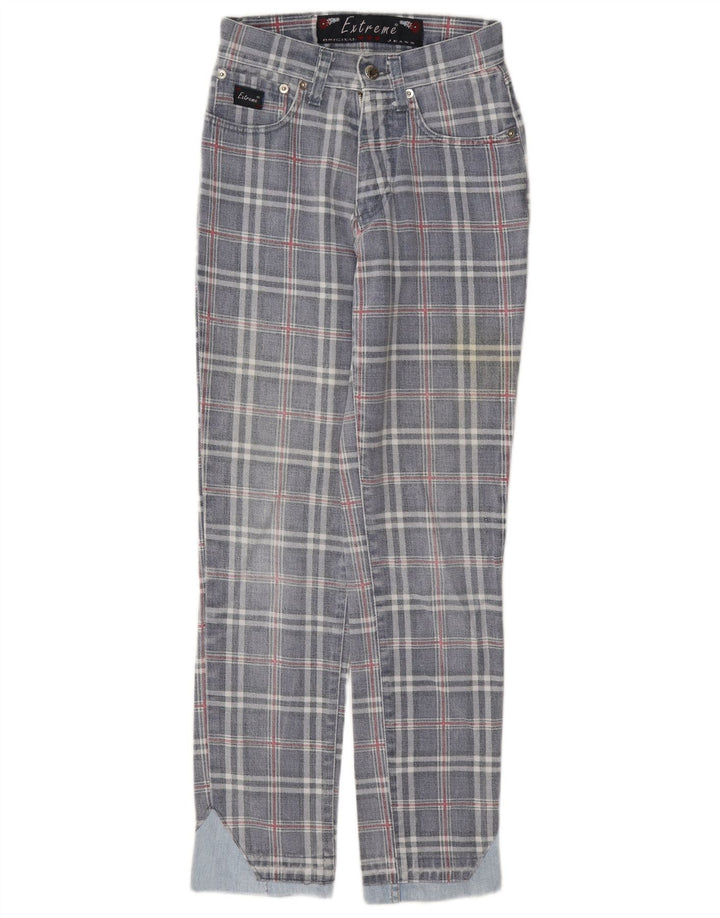 Extreme kvinders tilspidsede jeans W26 L29 blå ternet bomuld