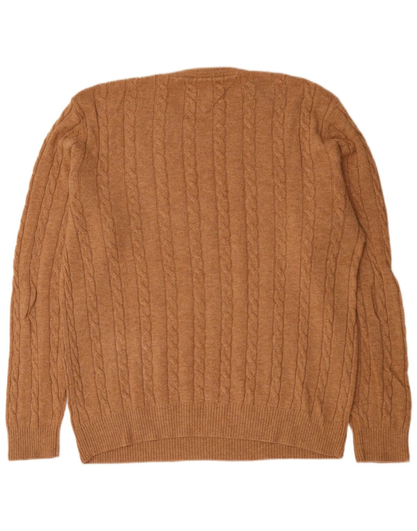 Tommy Hilfiger Herre Crew Neck Jumper Sweater XL Brun lammeuld
