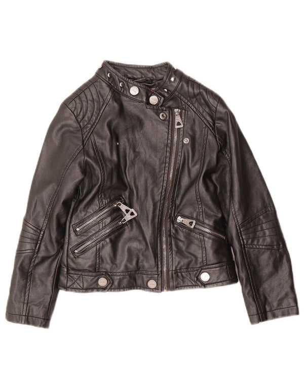 URBAN REPUBLIC Girls Leather Biker Jacket 5-6 Years Black