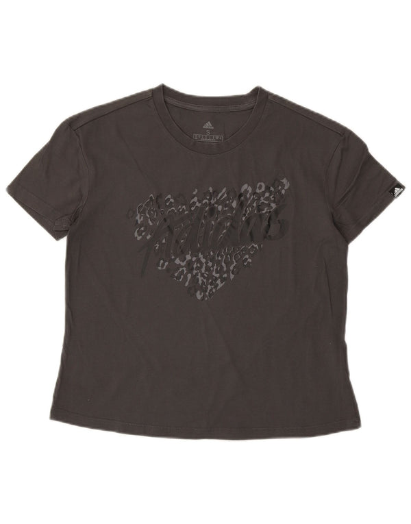 Adidas grafisk T-shirt top til kvinder DK 8/10 lille grå bomuld