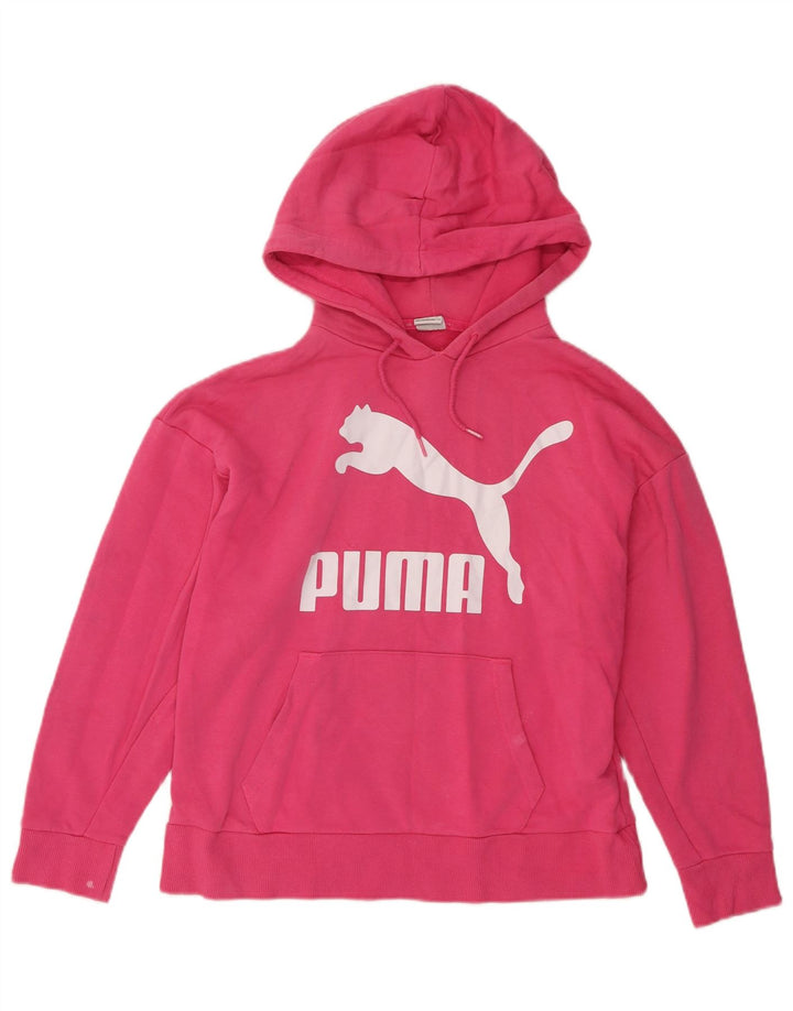 PUMA Womens Graphic Hoodie Jumper UK 14 Medium Pink