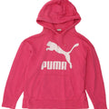 PUMA Womens Graphic Hoodie Jumper UK 14 Medium Pink