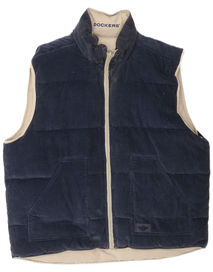 Dockers Herre Vendbar Polstret Gilet UK 44 2XL Beige Polyester