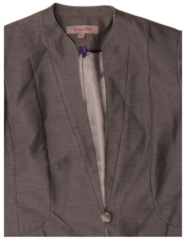 Jacques Vert Dame 1 Knap Blazer Jakke UK 16 Stor Grå Viscose