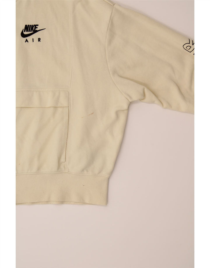 NIKE Womens Oversized Graphic Zip Hoodie Sweater UK 14 Medium Beige Cotton Vintage Nike and Second-Hand Nike from Messina Hembry 