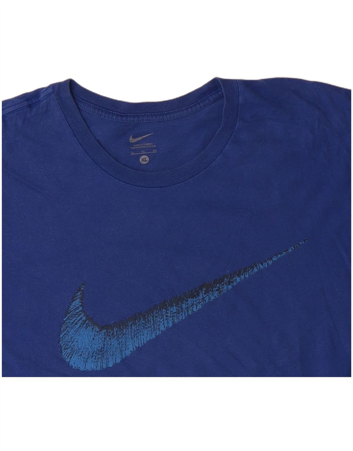NIKE Grafisk T-shirt top til mænd XL Blå bomuld