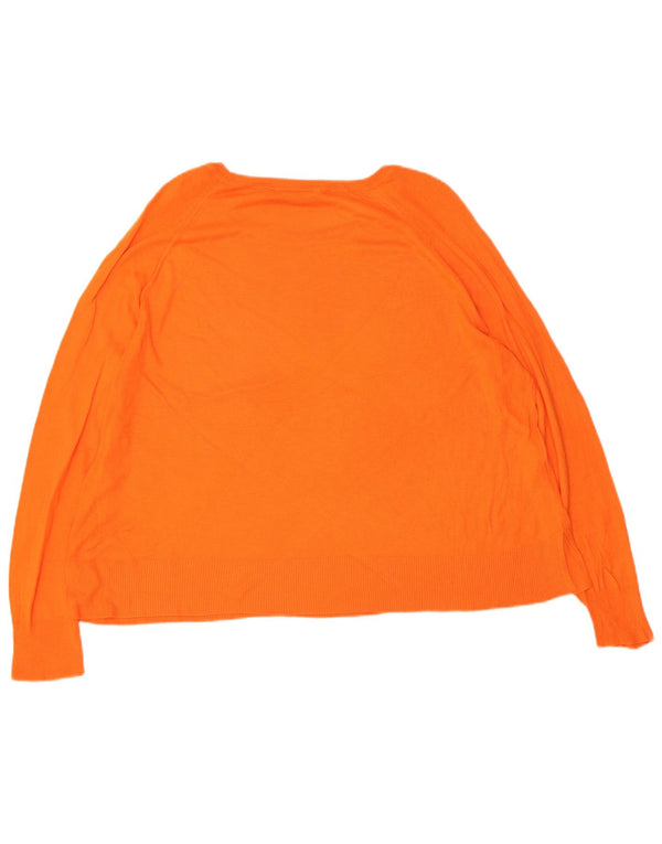 Zara Dame Boat Neck Jumper Sweater UK 16 Large Orange Viscose