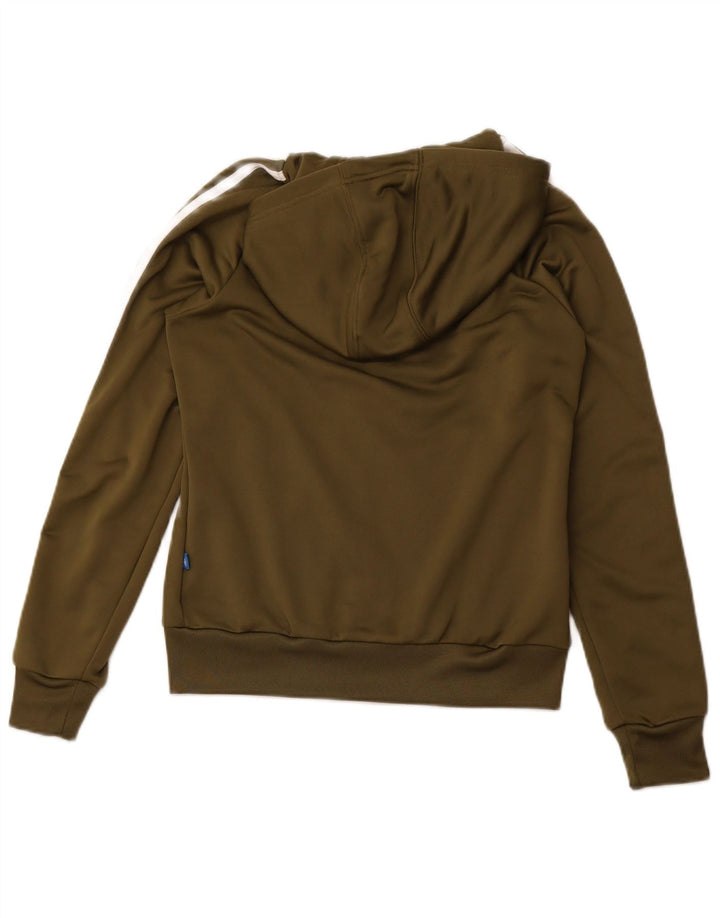 ADIDAS Womens Zip Hoodie Sweater UK 12 Medium Green Polyester