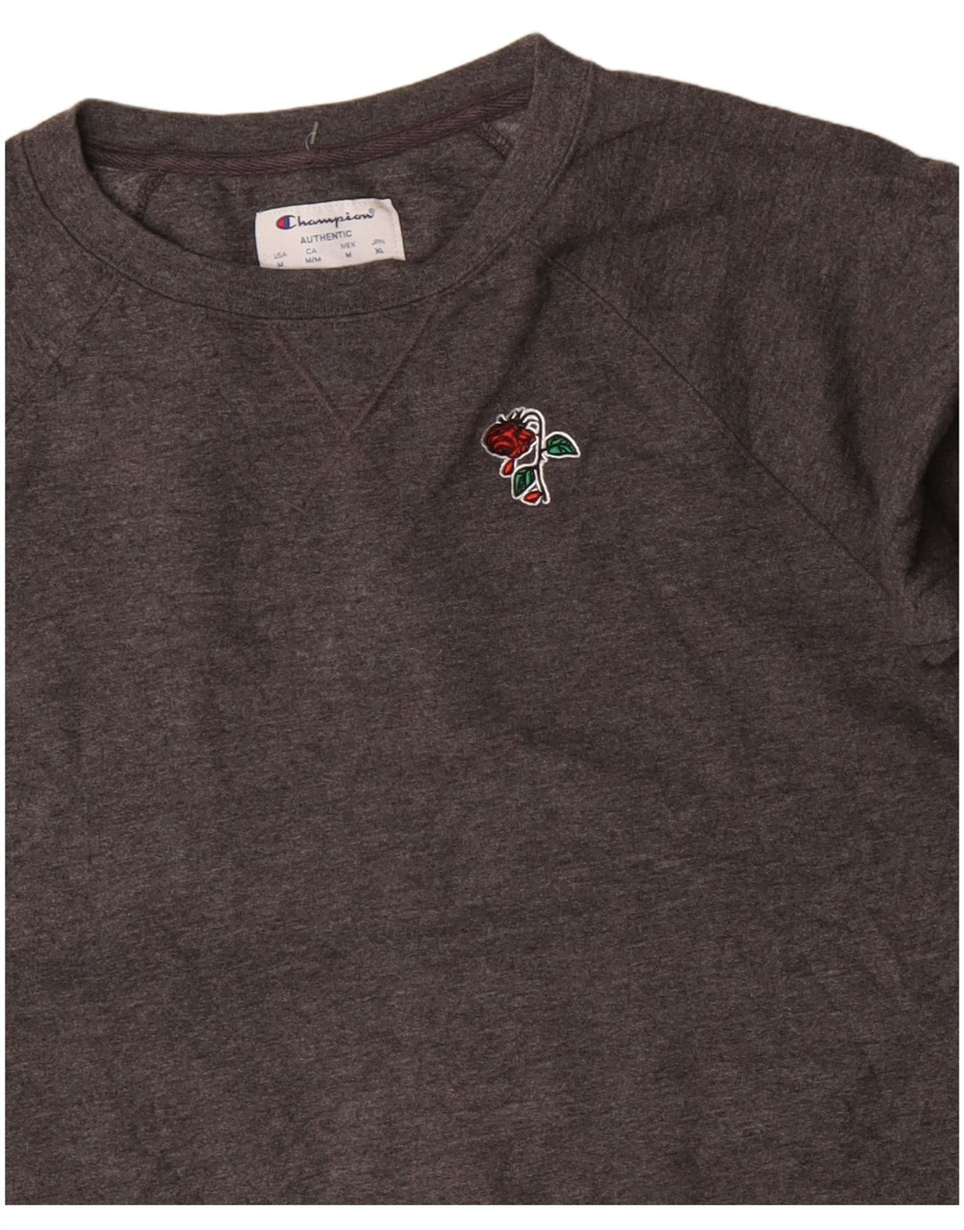 CHAMPION Dame Sweatshirt Jumper UK 14 Medium Grey Floral Polyester