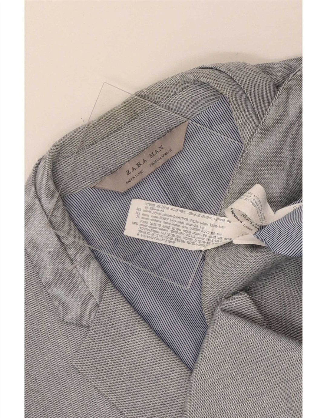 Zara Herre 2-knaps blazerjakke EU 56 XL Grå polyester