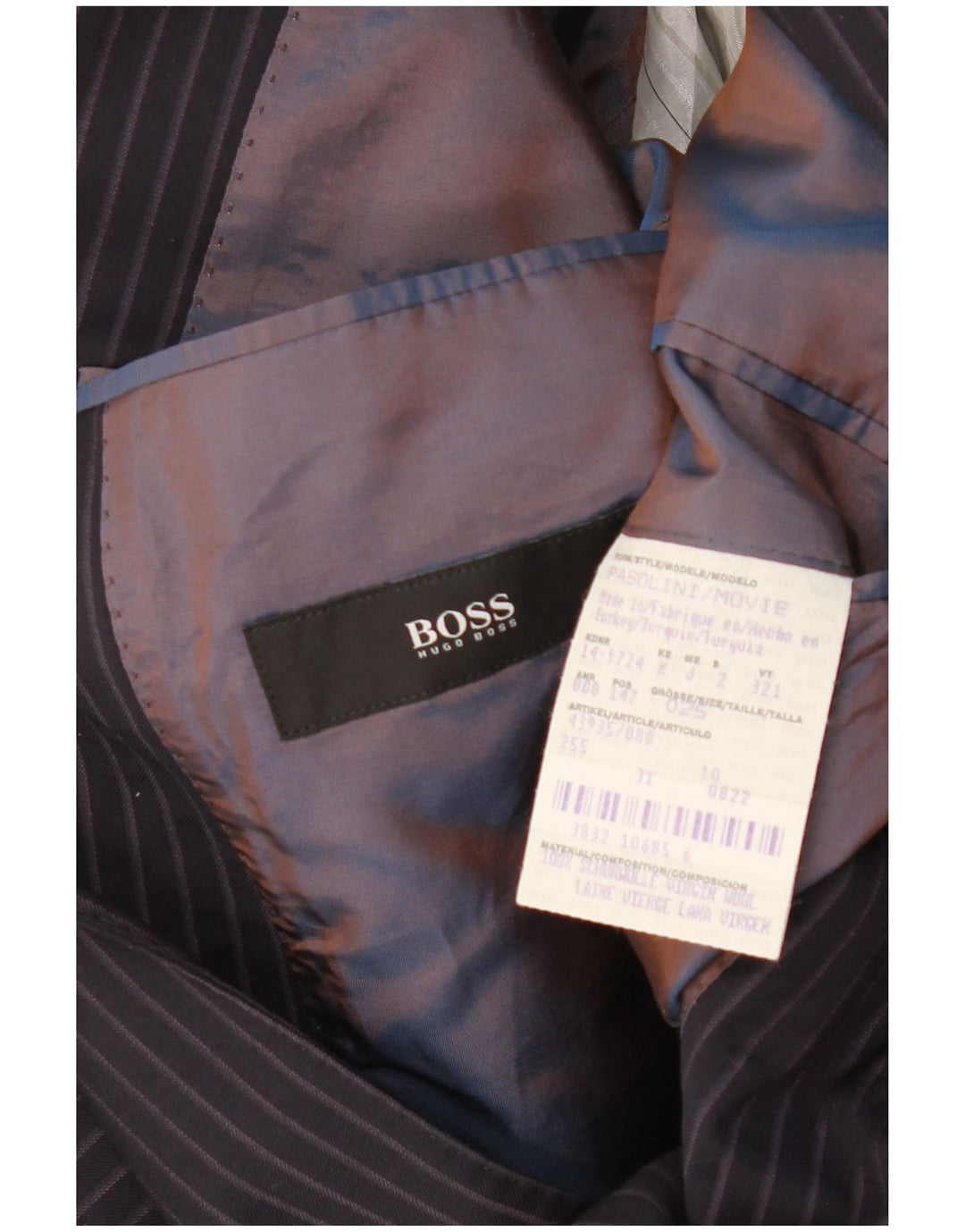 HUGO BOSS Herre 2-knaps blazerjakke UK 42 XL Marineblå nålestribe