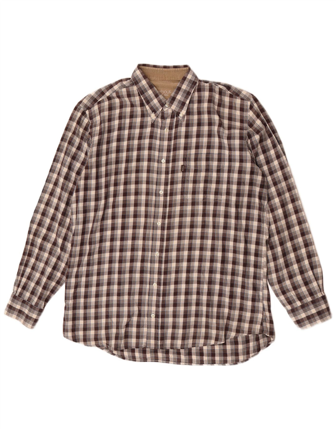 Barbour Herre Flanelskjorte Stor brun ternet bomuld