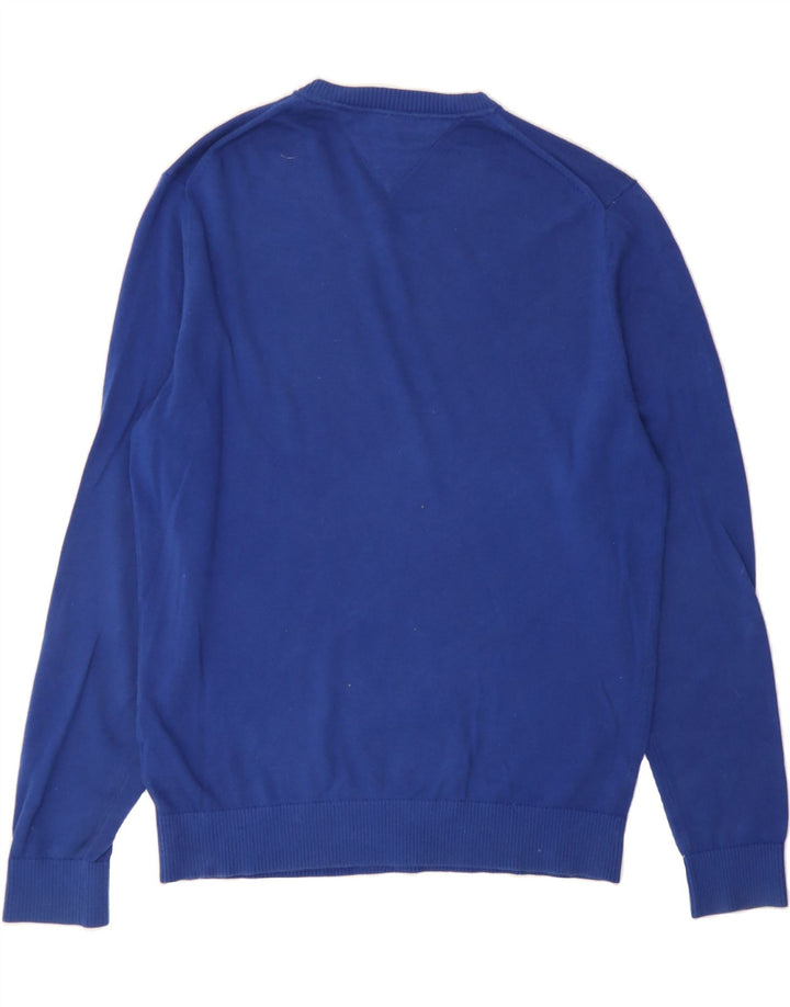 TOMMY HILFIGER Mens V-Neck Jumper Sweater Large Blue Cotton Vintage Tommy Hilfiger and Second-Hand Tommy Hilfiger from Messina Hembry 