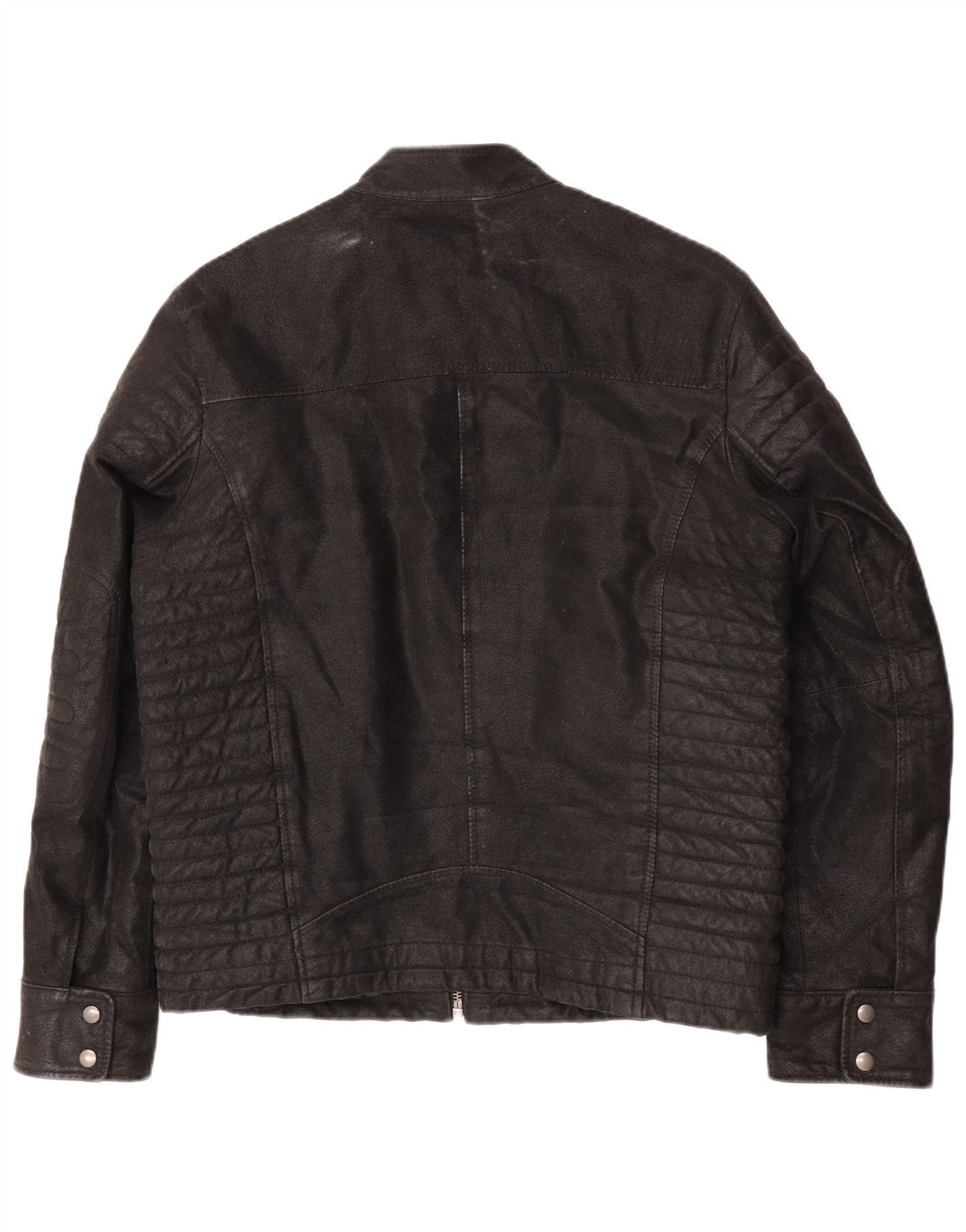 CLOCK HOUSE Herre Læder Biker Jacket UK 40 Stor Sort Læder