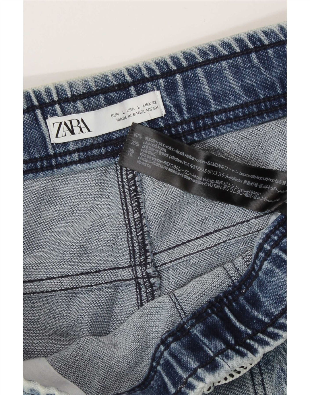 Zara Herre Denim Shorts Large W32 Blå Bomuld