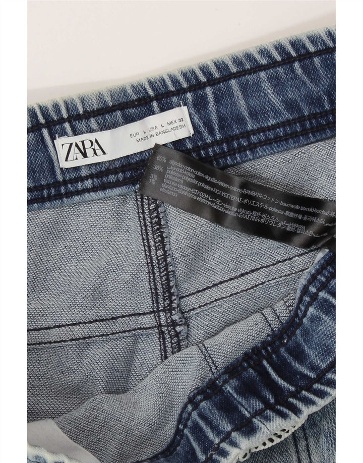 Zara Herre Denim Shorts Large W32 Blå Bomuld