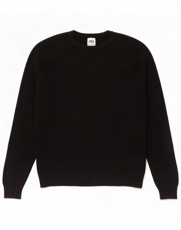 Zara Sweater med rund hals til mænd Medium Sort Bomuld
