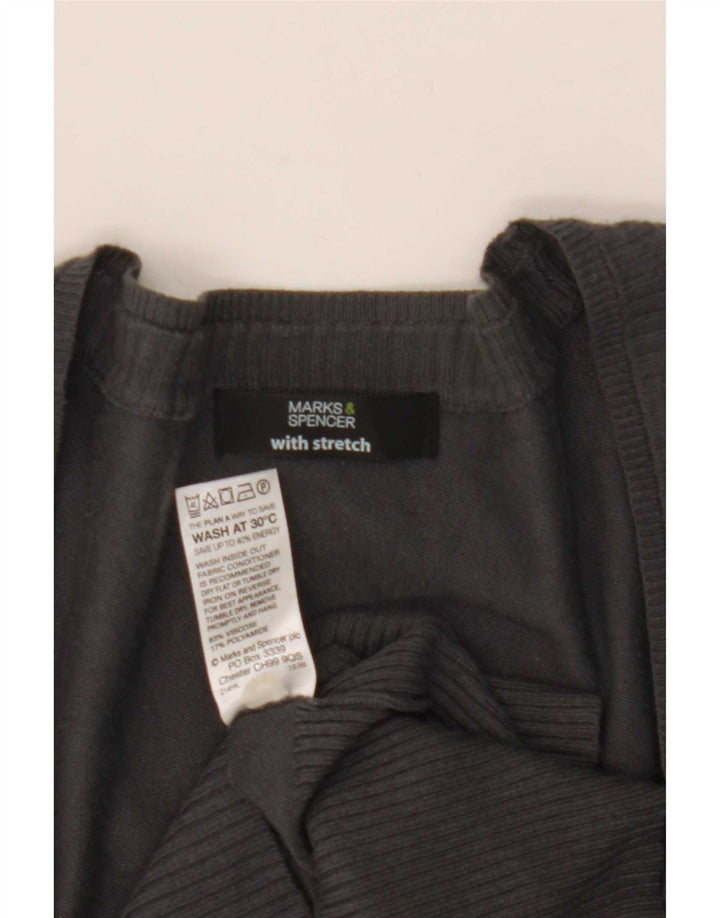 Marks & Spencer Dame Longline Cardigan Sweater UK 12 Medium Grey Viscose