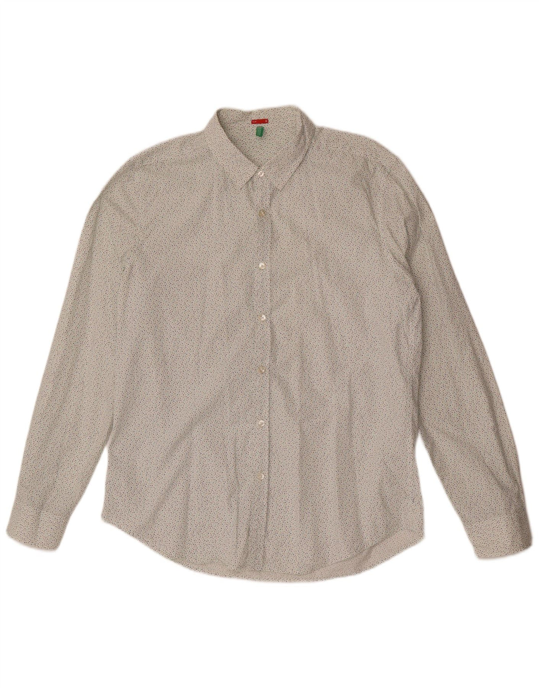 BENETTON Herre Slim Fit Skjorte Stor hvid plettet
