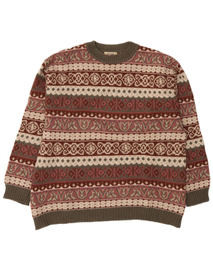 Sisley Herre trøjetrøje med rund hals XL flerfarvet Fair Isle