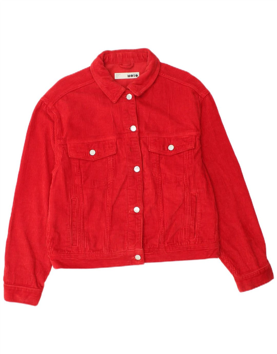 Topshop Dame Oversized Corduroy Jacket UK 10 Lille Rød Bomuld