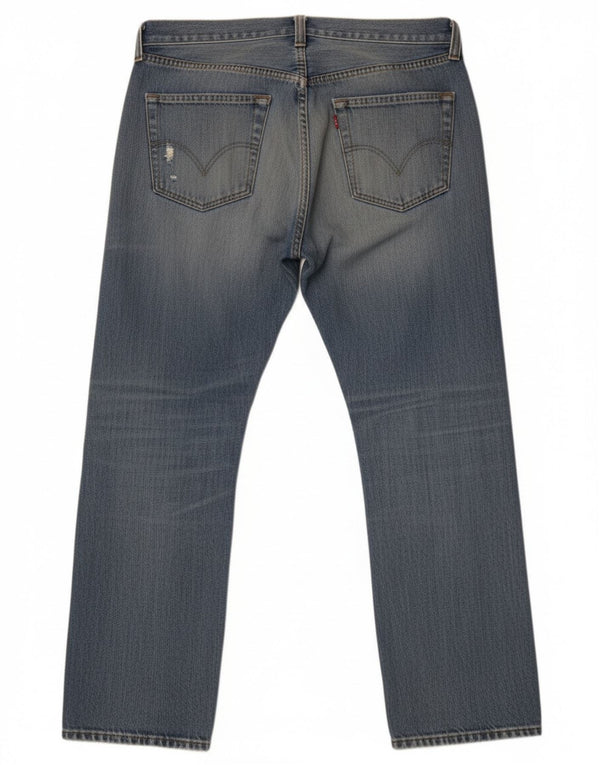 Levi's Mens 501 Distressed Straight Jeans W36 L30 Blå