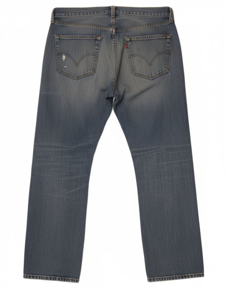 Levi's Mens 501 Distressed Straight Jeans W36 L30 Blå