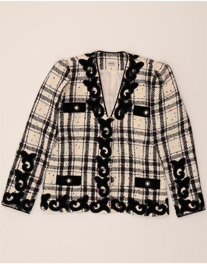 RENZO Dame Oversized Blazer Jacket IT 40 Small Off White Check