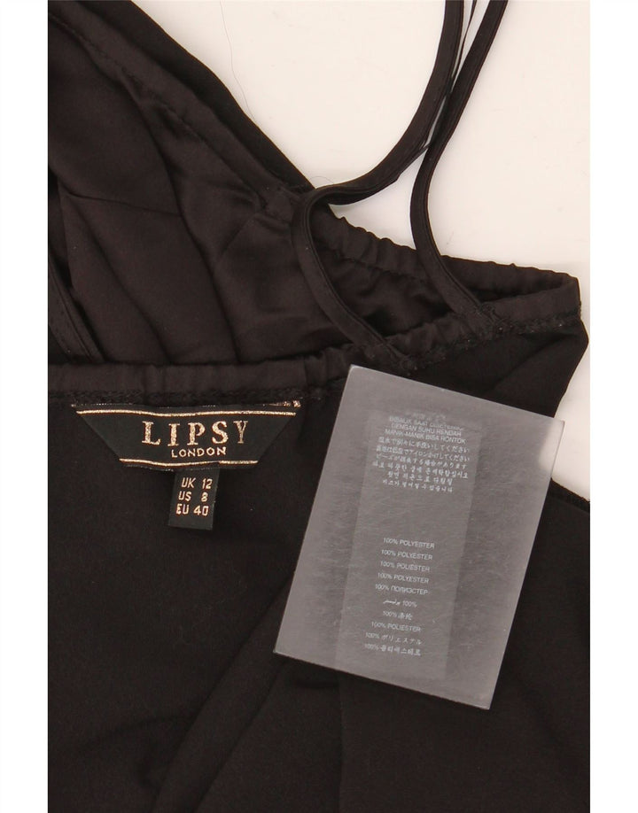 Lipsy Womens Crop Halter Top UK 12 Medium Black Polyester