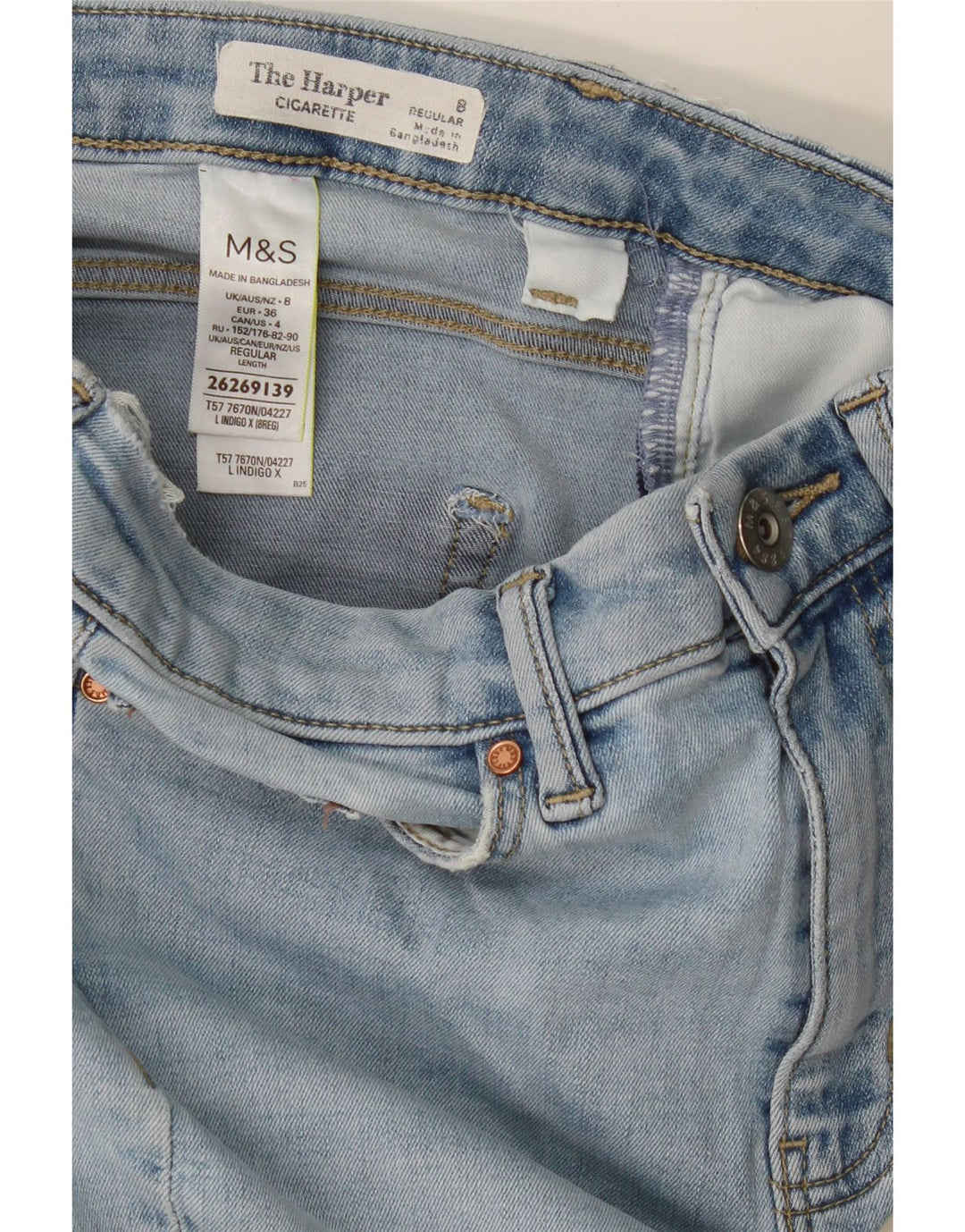 Marks & Spencer Dame The Harper Slim Jeans UK 8 Small W26 L26 Blue