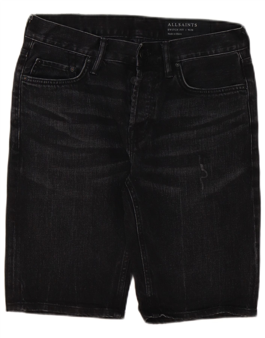 All Saints Herre Switch Fit Denim Shorts W28 Medium Sort Bomuld