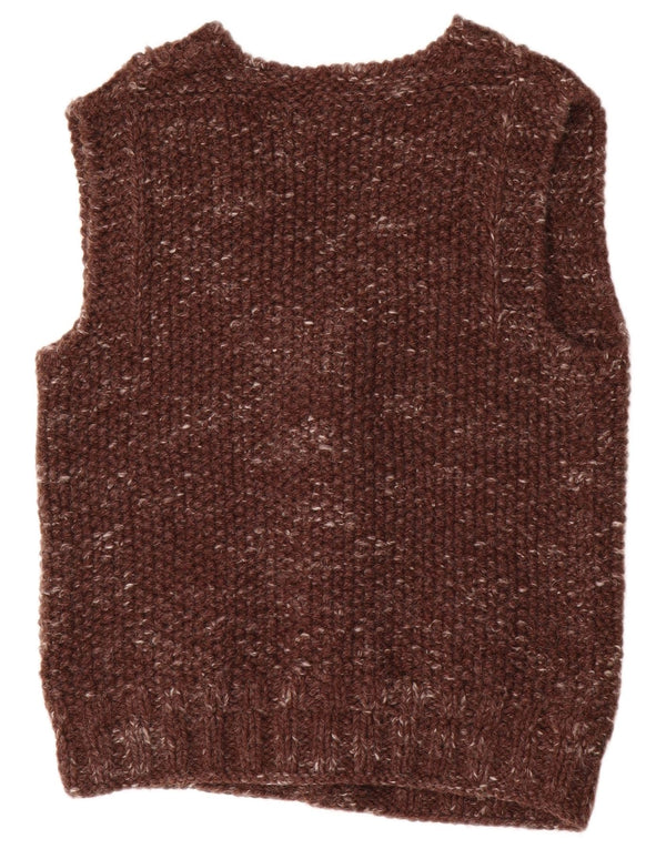 Vintage Mens Sleeveless Cardigan Sweater Medium Brown Flecked