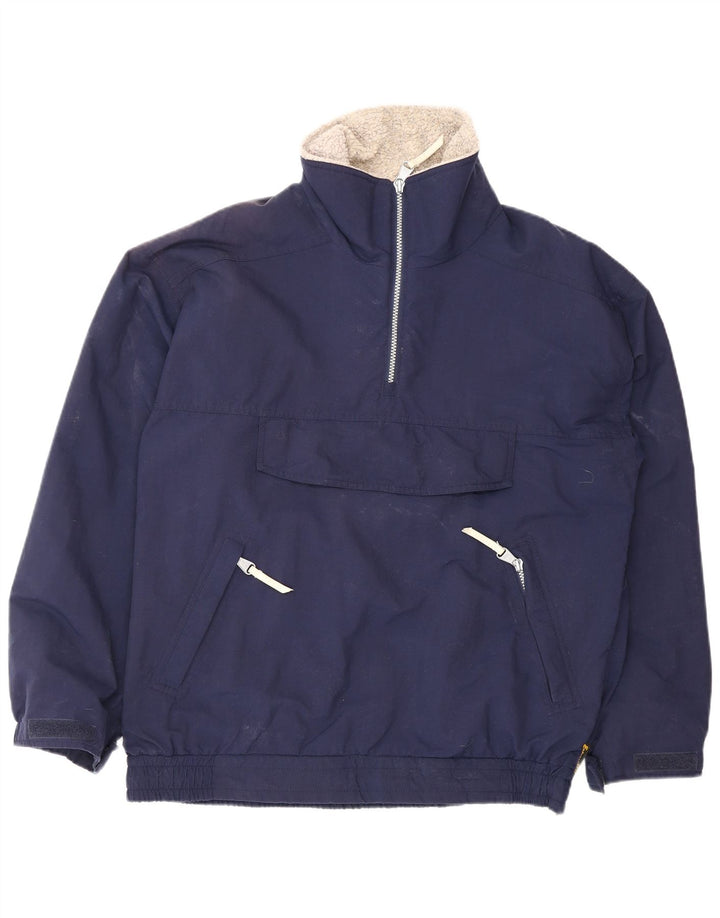 WHITE STUFF Mens Pullover Sherpa Rain Jacket UK 38 Medium Navy Blue