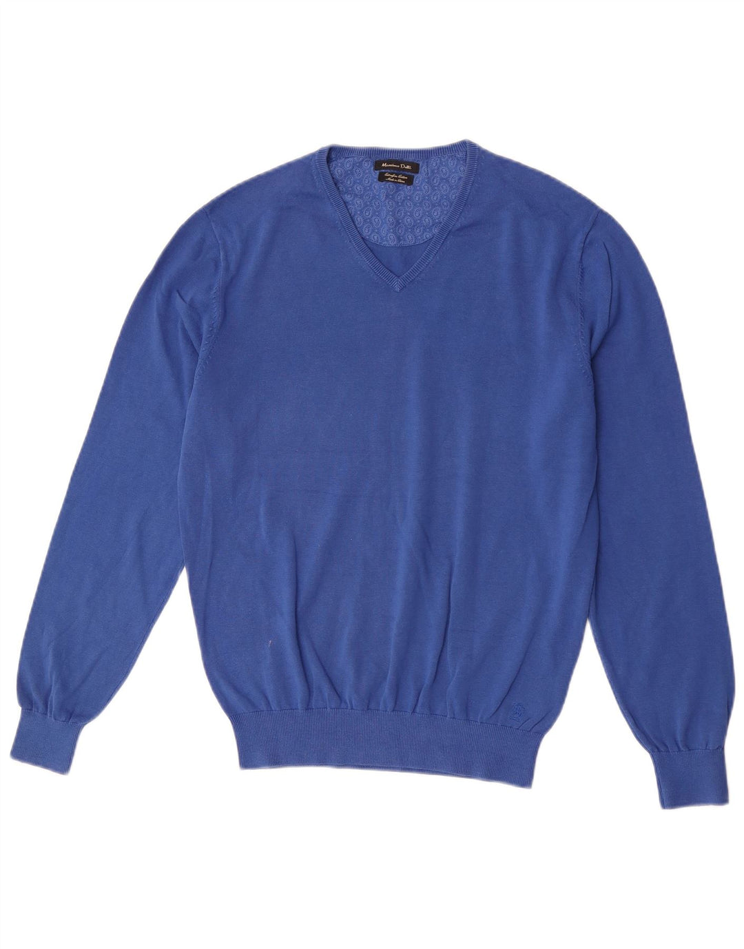 Massimo Dutti Herre V-hals sweater Medium Blå Bomuld