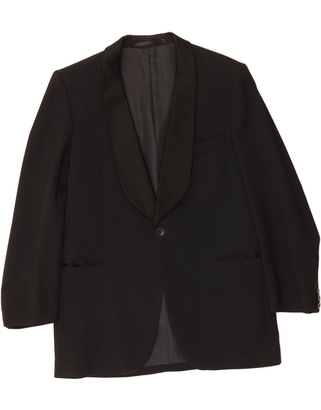 VINTAGE Mens 1 Button Blazer Jacket UK 36 Small Black Wool Vintage Vintage and Second-Hand Vintage from Messina Hembry 