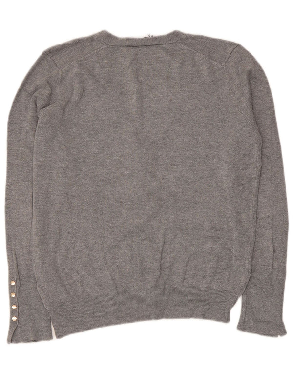 Zara Dame Cardigan Sweater UK 14 Large Grå Viscose