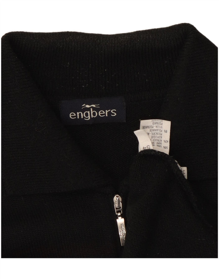 Engbers Herre Polo Neck Jumper Sweater IT 54 XL Sort Geometrisk Uld