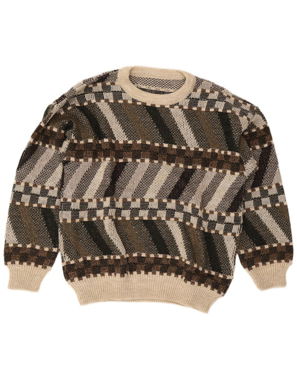 Vintage herre sweater med rund hals IT 48/50 Medium Flerfarvet